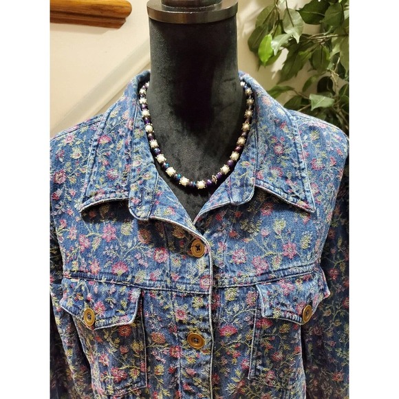 Krazy Kat Upcycled Multicolor Cotton Long Sleeve Buttons Front Casual Jacket 3X - Picture 2 of 11